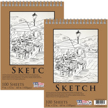 Load image into Gallery viewer, U.S. Art Supply 9 x 12 Premium Spiral Bound Sketch Pad (Pack of 2 Pads)