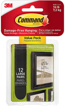 Load image into Gallery viewer, Command 17206BLK-12ES Picture Hanging Strips Value Pack Frame stabilizer, 12 Pairs, Black