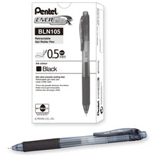 Load image into Gallery viewer, Pentel EnerGel-X Retractable Liquid Gel Pen, 0.5 mm Fine Line, Black, Pack of 12 (BLN105-A)