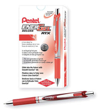 Load image into Gallery viewer, Pentel EnerGel RTX Retractable 0.7mm Medium Line Red Liquid Gel Ink Rollerball Pens - Box of 12 Pens (BL77-B)