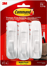 Load image into Gallery viewer, Command Large Utility Hook, White, 3-Hooks, 6-Strips (17003-3ES)