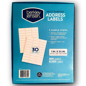 BJ's Address Labels 6000 Great Personalized, Adhesive, White/Blank Supply Labels (1 x 2 5/8 inches) for Laser & Inkjet Printers