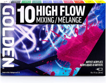 Load image into Gallery viewer, Golden High Flow Acrylic Paint Set, 10 Color Mixing Set, 1 Fl Oz Bottles