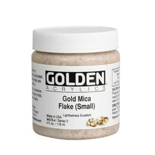 Load image into Gallery viewer, Golden Artist Colors (GAC) Heavy Body Acrylic Gold Mica Flake Small 4 oz Jar (4076-4)