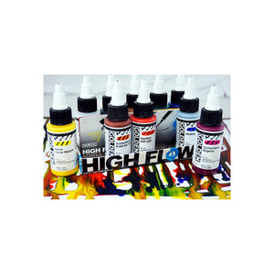 Golden Artist Colors (GAC) High Flow Acrylic, Assorted 10 Color Set For Airbrush, Staining (953-0)