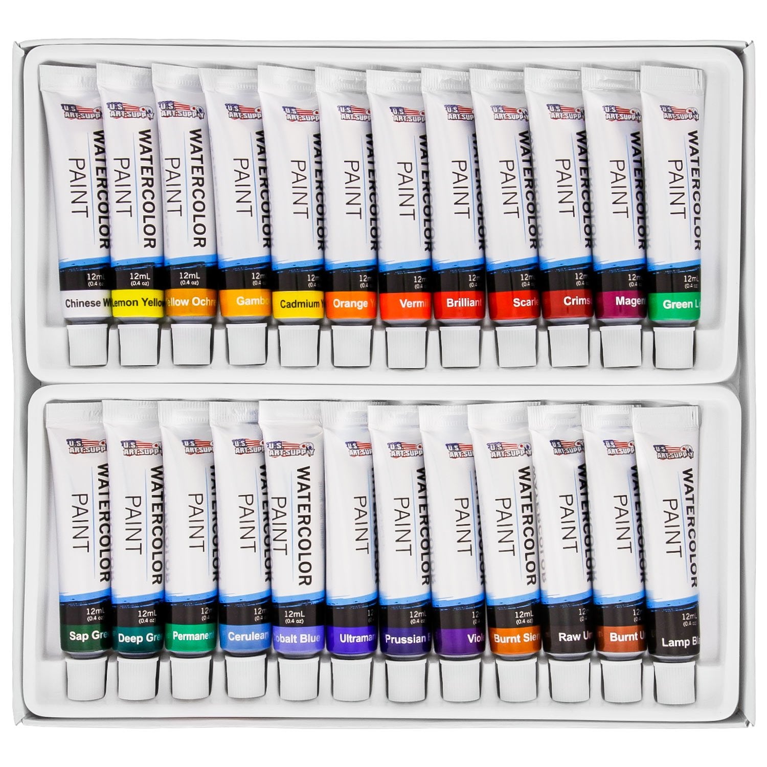 24 Color Set of Watercolor Paint In 12Ml Tubes Color Mixing Wheel — U.S. Art  Supply