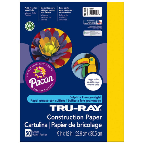 Pacon Tru-Ray Yellow Construction Paper, Yellow, 9