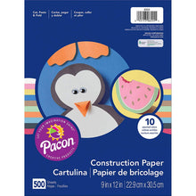 Load image into Gallery viewer, Pacon Lightweight Super Value Construction Paper, Assorted Colors, 9&quot; x 12&quot;, 500 Sheets