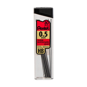 Pentel Super Hi-Polymer 0.5mm Fine & 0.7mm Medium HB Lead Refills - 3 Tubes of Each with 30 Pieces in Each Tube