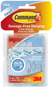 Command Clear Refill Strips, Re-Hang Indoor Clear Hooks (17200CLR-ES)