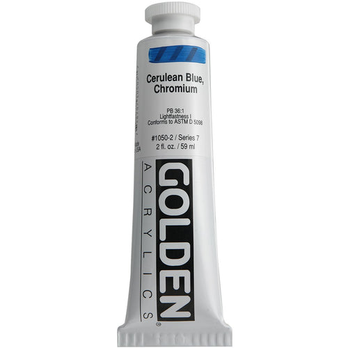 Golden Artist Colors (GAC) Heavy Body Acrylic Paint, 2-Ounce Tube, Cerulean Blue Chromium (1050-2)