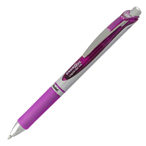 Pentel EnerGel RTX Retractable 0.7mm Medium Line Violet Liquid Gel Ink Rollerball Pens - Box of 12 Pens (BL77-V)