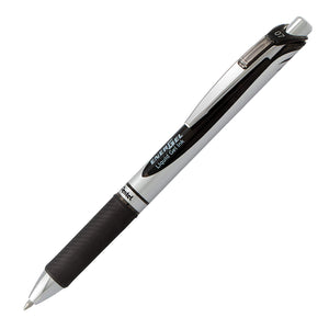 Pentel EnerGel RTX Retractable 0.7mm Medium Line Black Liquid Gel Ink Rollerball Pens - Box of 12 Pens (BL77-A)