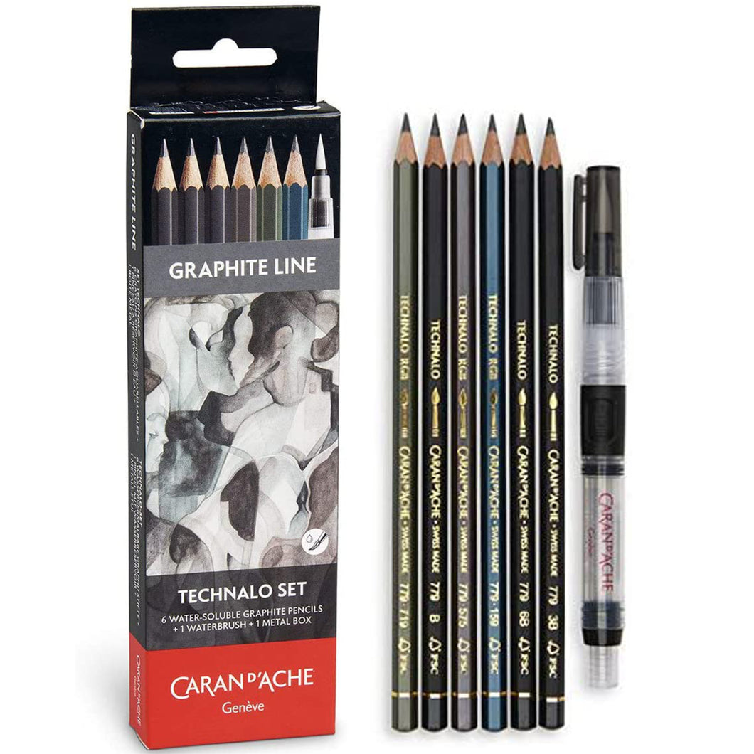 Caran d'Ache Water-Soluble Technalo Graphite 7 Piece Pencil Set