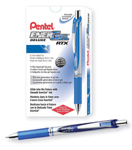 Load image into Gallery viewer, Pentel EnerGel RTX Retractable 0.7mm Medium Line Blue Liquid Gel Ink Rollerball Pens - Box of 12 Pens (BL77-C)