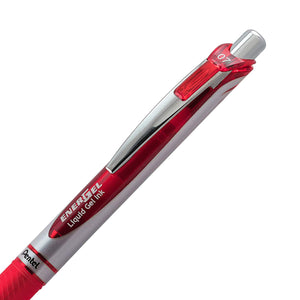 Pentel EnerGel RTX Retractable 0.7mm Medium Line Red Liquid Gel Ink Rollerball Pens - Box of 12 Pens (BL77-B)