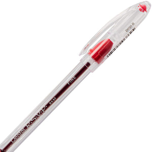 Pentel RSVP 0.7mm Fine Line Red Ink Pens - Box of 12 Pens (BK90-B)