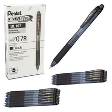 Load image into Gallery viewer, Pentel 0.7mm EnerGel-X Retractable Medium Line Liquid Gel Black Ink Rollerball Pen 12-Pack