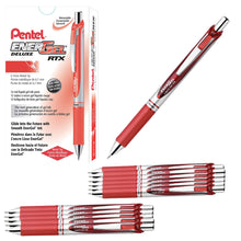 Load image into Gallery viewer, Pentel EnerGel RTX Retractable 0.7mm Medium Line Red Liquid Gel Ink Rollerball Pens - Box of 12 Pens (BL77-B)
