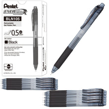 Load image into Gallery viewer, Pentel EnerGel-X Retractable Liquid Gel Pen, 0.5 mm Fine Line, Black, Pack of 12 (BLN105-A)