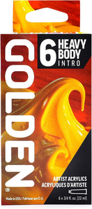 Golden Artist Color Heavy Body Acrylics, 6-Color Intro Set, 3/4 Fl. Oz. Each