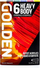 Load image into Gallery viewer, Golden Artist Color Heavy Body Acrylics, 6-Color Essentials Set, 2 Fl. Oz. Each