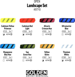 Golden OPEN Acrylic Paint Set, Landscape Painting Set, Slow Drying 7-Color Set