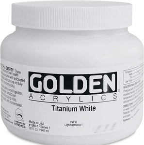 Golden Artist Colors (GAC) Heavy Acrylic Body Color Paint, Titanium White, 32 Oz