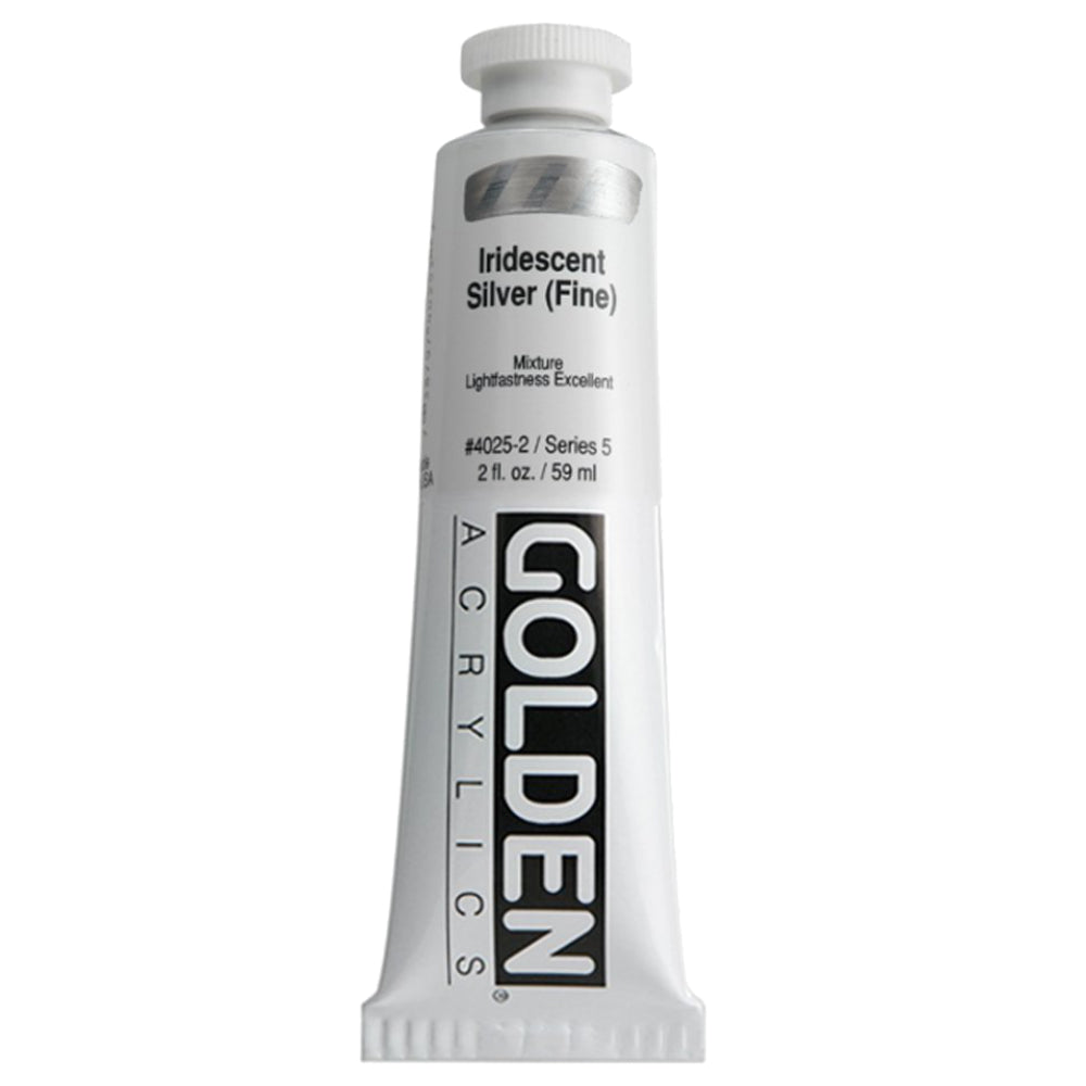 Golden Artist Colors (GAC) Heavy Body Acrylic Paint, 2-Ounce Tube, Iridescent Silver - Fine (4025-2)