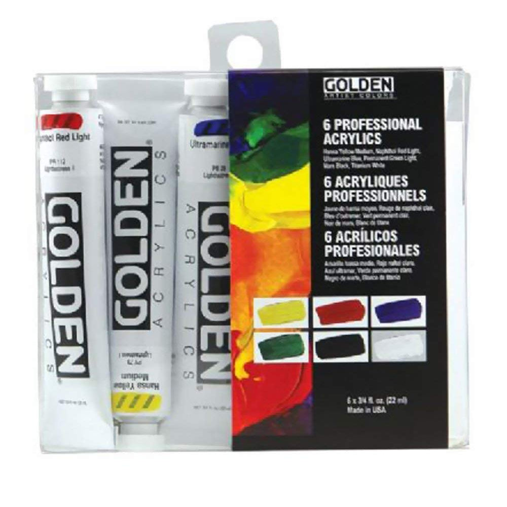 Golden Artist Colors (GAC) Heavy Body Professional Acrylics Set of 6 (074-0)