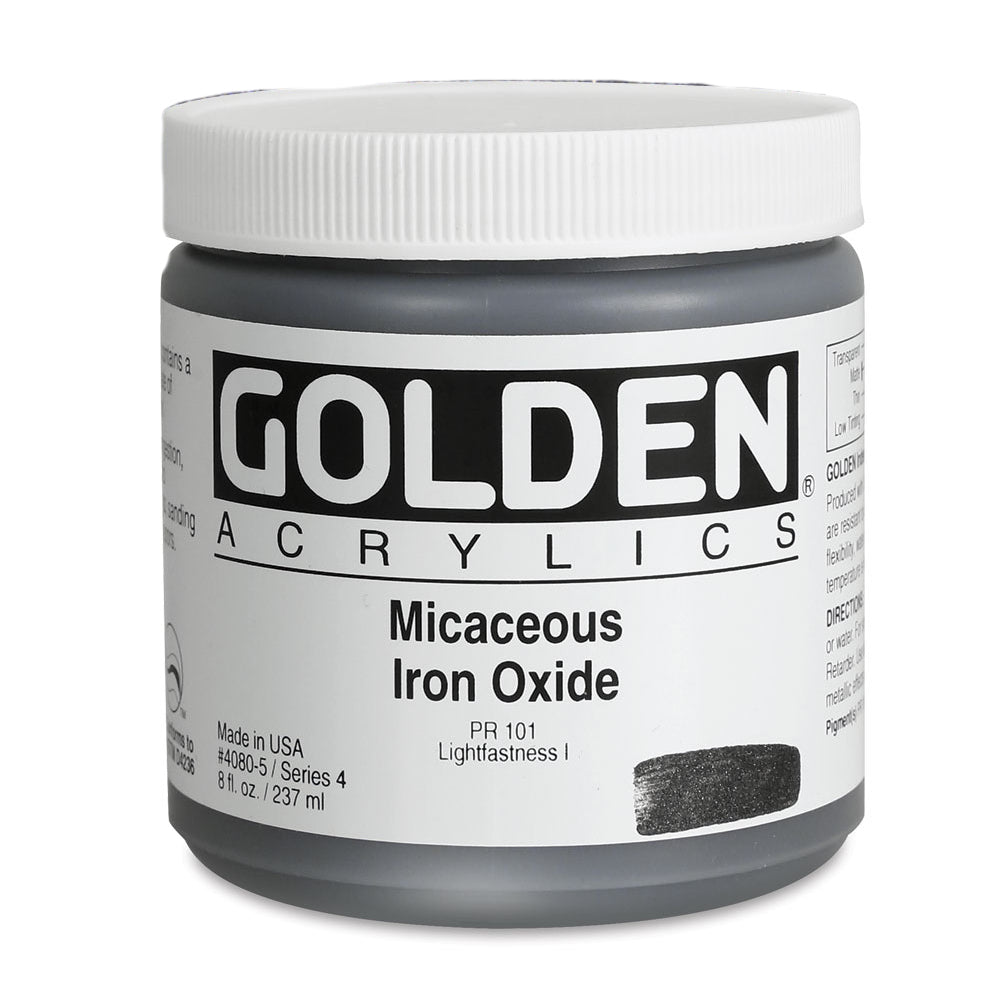 Golden Artist Colors (GAC) Heavy Body Iridescent Acrylic Micaceous Iron Oxide 8 oz Jar (4080-5)
