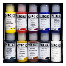Load image into Gallery viewer, Golden Artist Colors (GAC) Principal 10 Professional Fluid Acrylic Set (905-0) - Useful for Watercolor Techniques when Mixed with Water