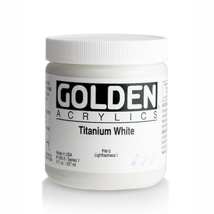 Golden Artist Colors (GAC) Heavy Acrylic Body Color Paint, Titanium White 8 oz Jar (1380-5)
