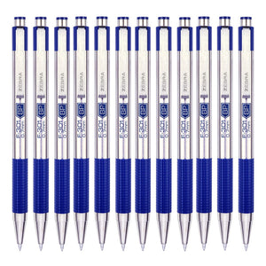 Zebra F-301 Stainless Steel Retractable Ballpoint Pen, Fine Point, 0.7mm, Blue Ink, 12-Count