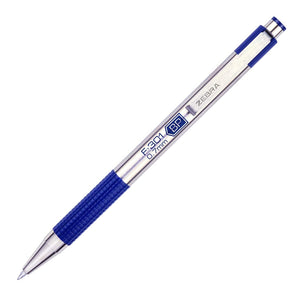 Zebra F-301 Stainless Steel Retractable Ballpoint Pen, Fine Point, 0.7mm, Blue Ink, 12-Count