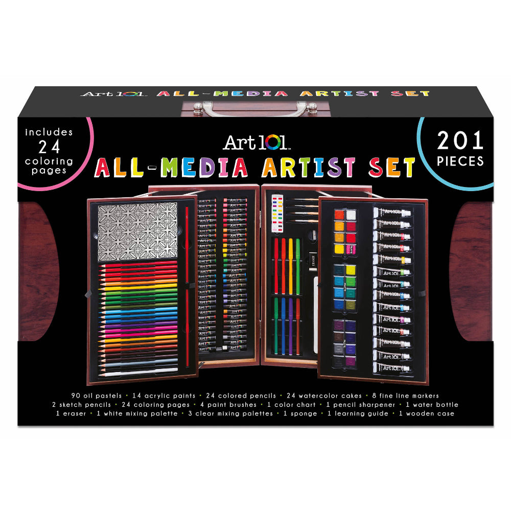 Color More 143 Piece Deluxe Art Set,Paint Set in Portable Wooden  Case,Professional Art Kit,Art Supplies for Adults,Teens and  Artist,Painting,Drawing 
