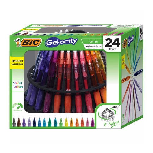 BIC Gel-ocity Pens with Storage Spinner, 24 Count