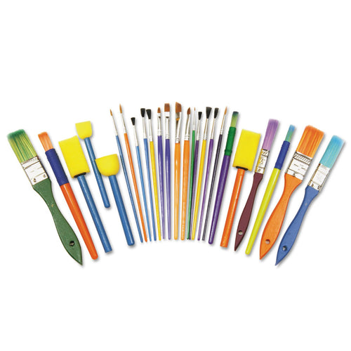 Creativity Street Starter Brush Set, Assorted Sizes/Colors, 25 Pack