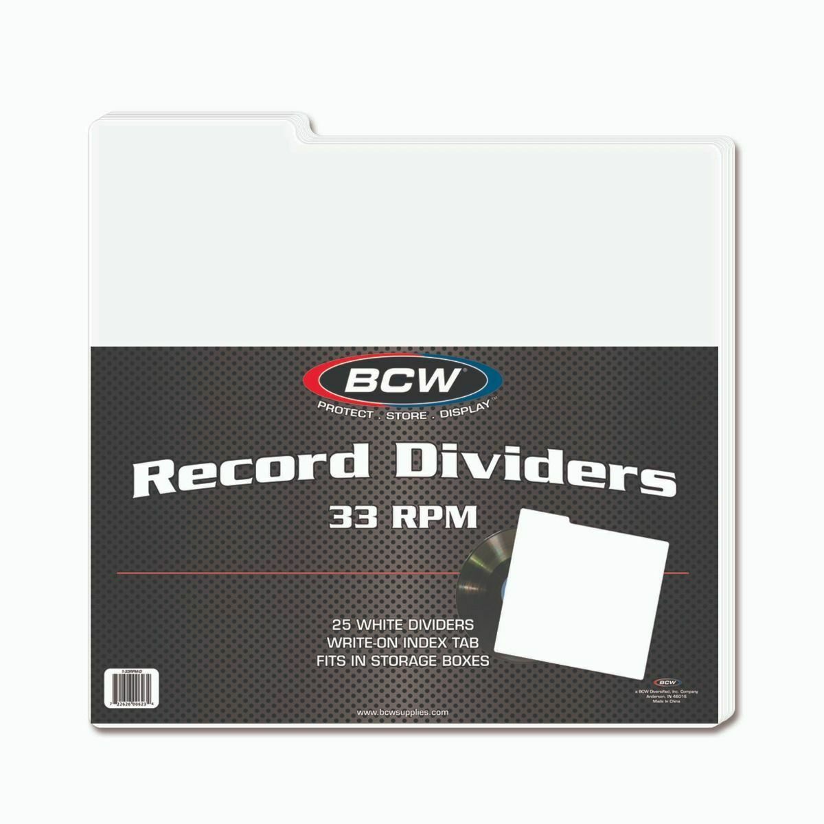 BCW 33 RPM Record Dividers, Holds 12" Discs, Archival Quality, 25 Pack Brush Paper Scissors