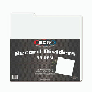 BCW 33 RPM Record Dividers, Holds 12" Discs, Archival Quality, 25 Pack