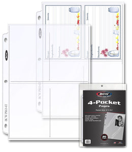 BCW 4-Pocket Pages, 4" x 5/12" Pocket Size, 20 Pages