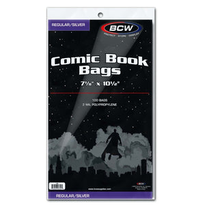 BCW Regular/Silver Comic Book Bags, 100 Bags per Pack