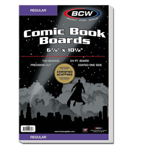 BCW Regular Comic Book Boards, 6-7/8" x 10-1/2", 24 Pt, 100 Boards