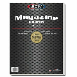 BCW Magazine Boards, 24 PT, Coated One Side, 8.5" x 11", 100 Boards
