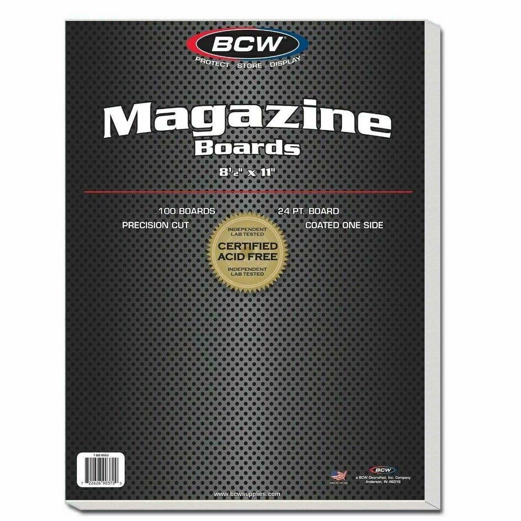 BCW Magazine Boards, 24 PT, Coated One Side, 8.5