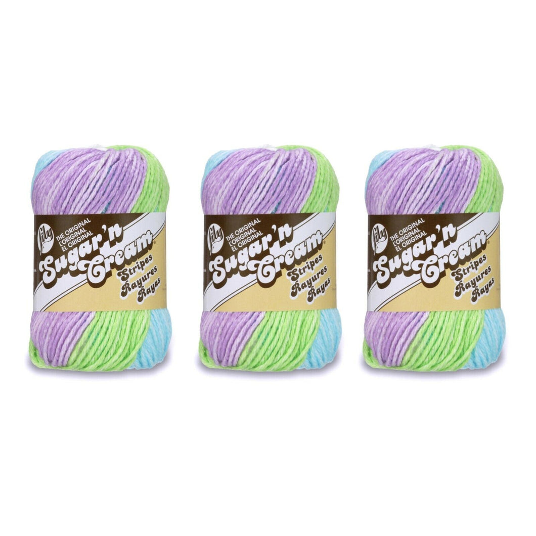 Lily Sugar'n Cream Stripes Yarn, Gauge 4 Medium Worsted, 3 Skeins