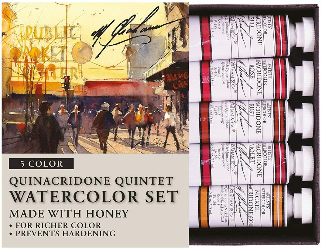 M. Graham & Co. Quinacridone Quintet Watercolor 5 Color Set, Made with Honey