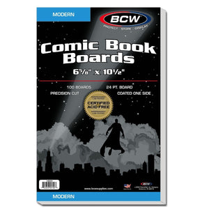 BCW Modern Comic Book Boards, 6-5/8" x 10-1/2", 24 Pt, 100 Boards