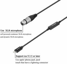 Load image into Gallery viewer, Saramonic LC-XLR Female to Apple Lightning Microphone Interface Cable for iPhone