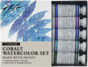 M. Graham Tube Watercolor Paint Cobalt Mix 5-Color Set, 1/2-Ounce